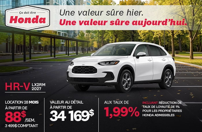 Bannière de Promotion HR-V LX 2027